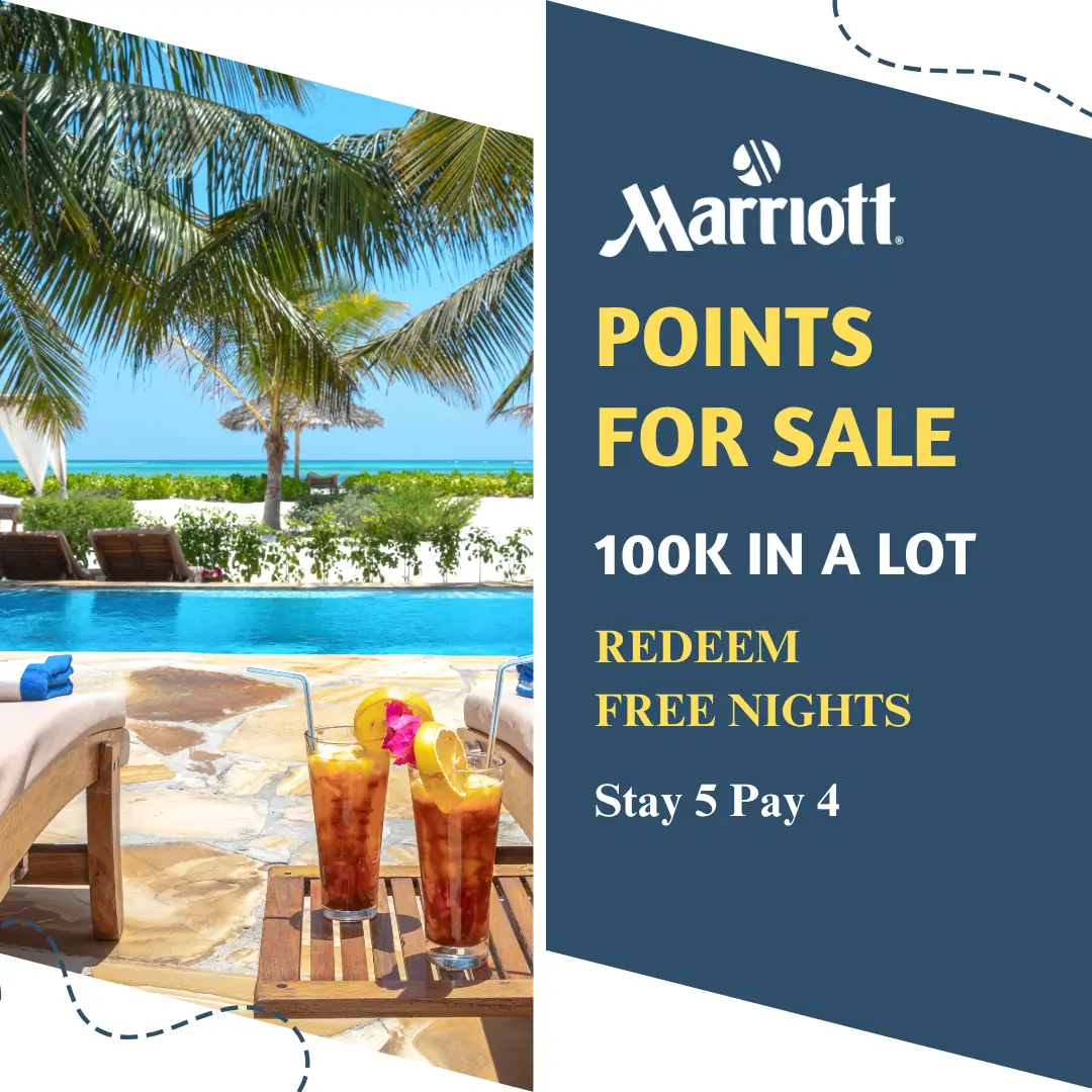 Marriott points for Sale, 100K in a Lot, Redeem Free Nights, Stay 5 Pay 4 1 marriott-points-sale